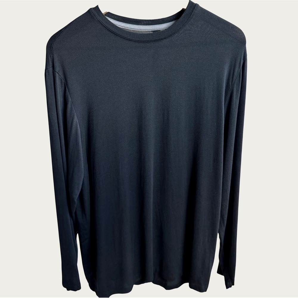 Porter + Ash Mens Loungewear Long Sleeve Shirt Black Modal Blend Large